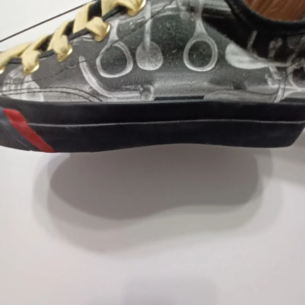 Keds Shoes Mens 5.5 Custom Print Black White Lace Up Non Slip Yellow‎ Lace Shoe